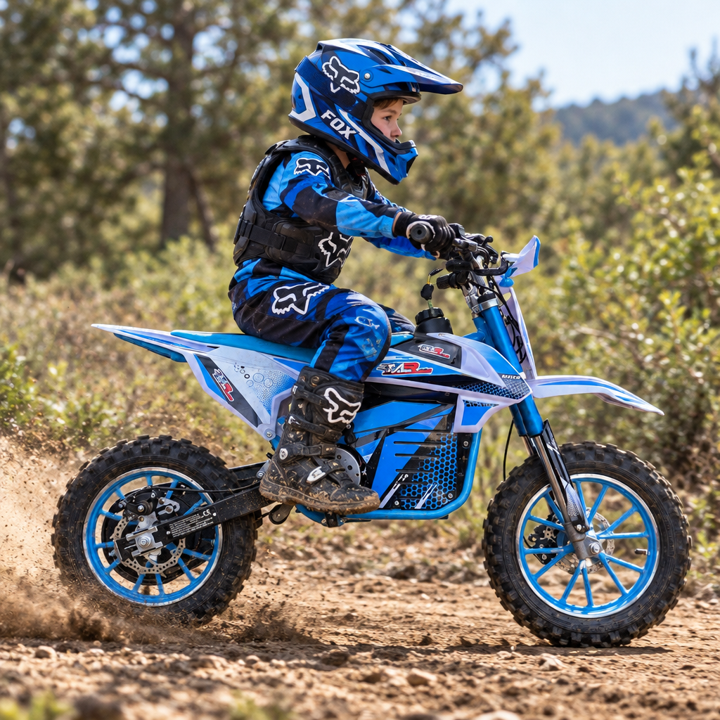 minimoto electrica azul para niños