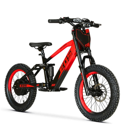 Bici eléctrica EOS-18 Ziz.Racing 750W 36V 7,5Ah en color rojo, vista de tres cuartos
