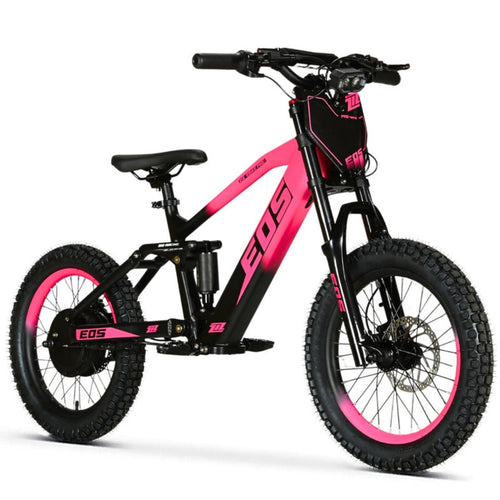 Bici eléctrica EOS-18 Ziz.Racing 750W 36V 7,5Ah en color rosa, vista de tres cuartos